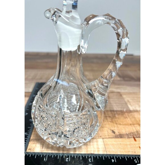 RARE Vintage American Brilliant Cut Glass Cruet Decanter With Stopper Beautiful - Picture 8 of 9